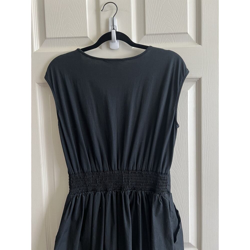 BANANA REPUBLIC Women's Black Organic 100% Cotton V Neck Midi Dress Sz M - Picture 7 of 12